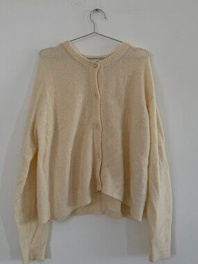 American Vintage Fuzzy Button-Front Cardigan in Cream